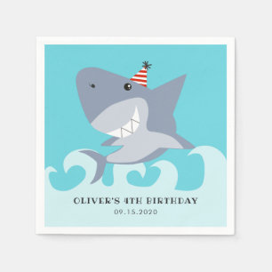 Födelsedagsfesten Shark Theme Pappersservett