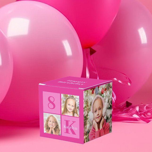 Födelsedagsfesten shock rosa Girls Photo Chic Squa Presentaskar (Skapare uppladdad)