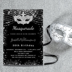 Födelsedagsfesten silver glitter inbjudningar