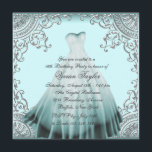 Födelsedagsfesten Silver Teal Blue Sweet sixteen Inbjudningar<br><div class="desc">Vackert, blått party klär tårblått sweet sixteen födelsedagsfest inbjudan. Den här eleganten kan anpassas efter evenemanget med "Anpassa det!" om du vill börja lägga till information om evenemanget, teckensnittet stil, teckensnittet storlek & färg och ordalydelsen. Observera att alla kort- och inbjudningssymboler som du hittar på Zazzle är tryckta bilder utan...</div>