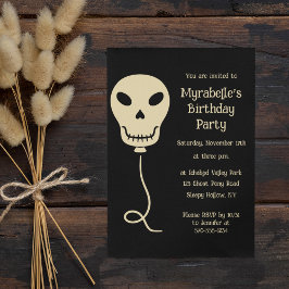 Födelsedagsfesten Skull Balloon Goth Inbjudningar