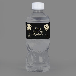 Födelsedagsfesten Skull Balloon Goth Vattenflaskor Etikett