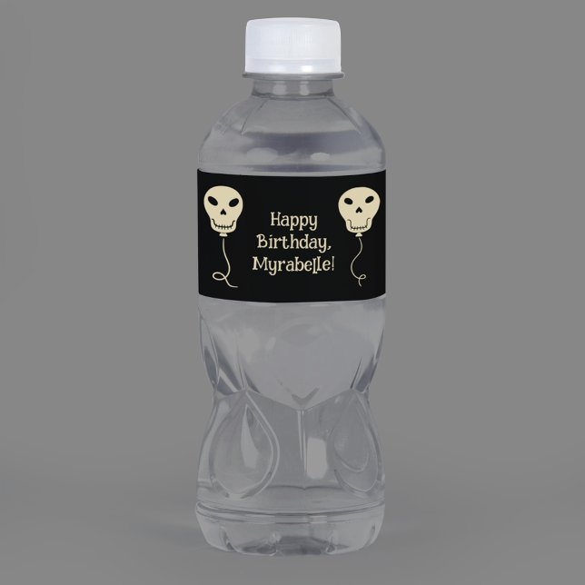 Födelsedagsfesten Skull Balloon Goth Vattenflaskor Etikett (Skapare uppladdad)