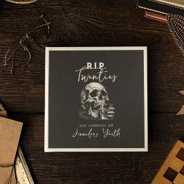 Födelsedagsfesten Skull RIP 20 Black Whiskey Pappersservett