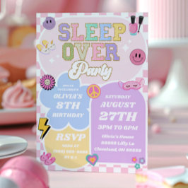 Födelsedagsfesten Sleepover Preppy Varsity Patch Inbjudningar