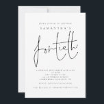 Födelsedagsfesten snyggt Script 40 Inbjudningar<br><div class="desc">Födelsedagsfesten snyggt Script 40. 40-årsjubileet är i modern handstil stil. Anpassa enkelt resten av texten till din egen.</div>