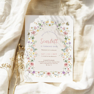 Födelsedagsfesten Soft Pastel Wildblomma Garden Gi Inbjudningar