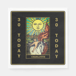 Födelsedagsfesten Sol Tarot Card i Svarta Namn Pappersservett