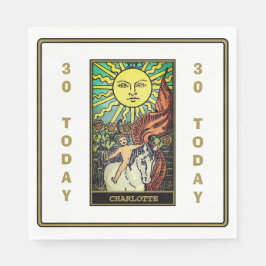 Födelsedagsfesten Sol Tarot Card Vit Namn Pappersservett