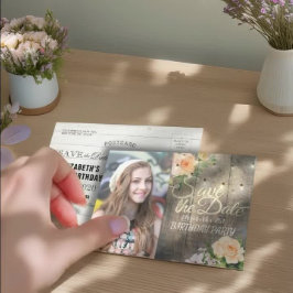 Födelsedagsfesten Spara datumblomningsblommorna Wo Inbjudan Vykort