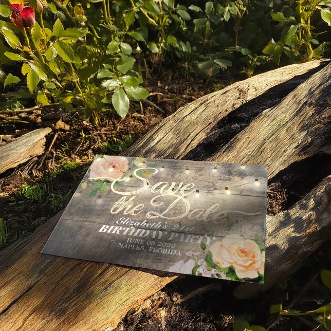 Födelsedagsfesten Spara datumblomningsblommorna Wo Magnetisk Inbjudningskort (Skapare uppladdad)