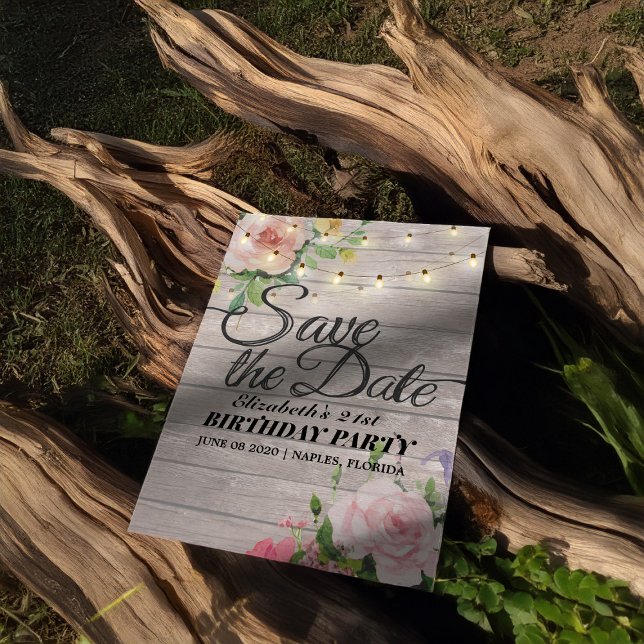 Födelsedagsfesten Spara datumblomningsblommorna Wo Magnetisk Inbjudningskort (Skapare uppladdad)