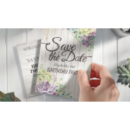 Födelsedagsfesten Spara datumet för det mjuka träe Inbjudan Vykort