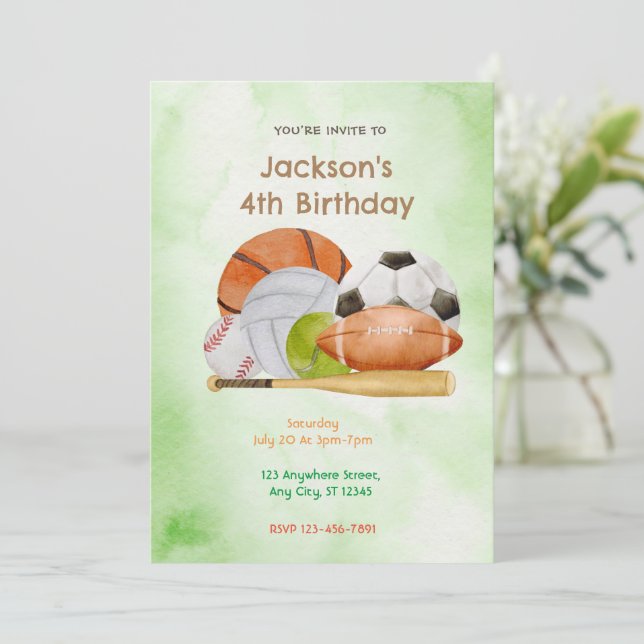 Födelsedagsfesten Sport Inbjudningar (Stående Fram)