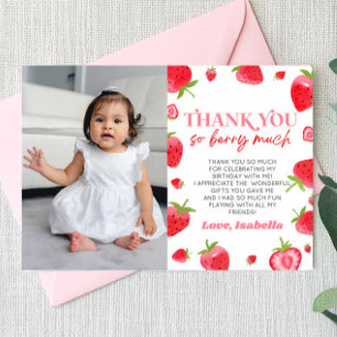 Födelsedagsfesten Strawberry Berry Sweet Bild Tack Kort