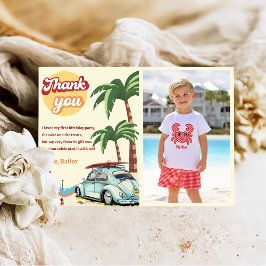 Födelsedagsfesten surfa Beach - tackkort Inbjudningar