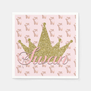 Födelsedagsfesten svan Princess Guld Glitter Krona Pappersservett