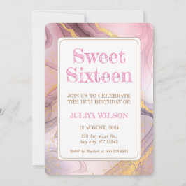 födelsedagsfesten sweet sixteen glitter rosa Guld Inbjudningar