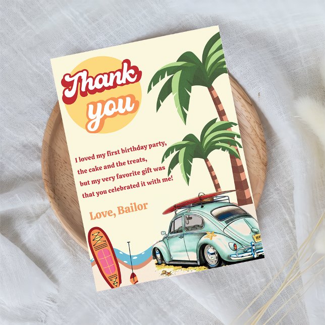 Födelsedagsfesten Tack för surfa Beach Inbjudningar (Skapare uppladdad)