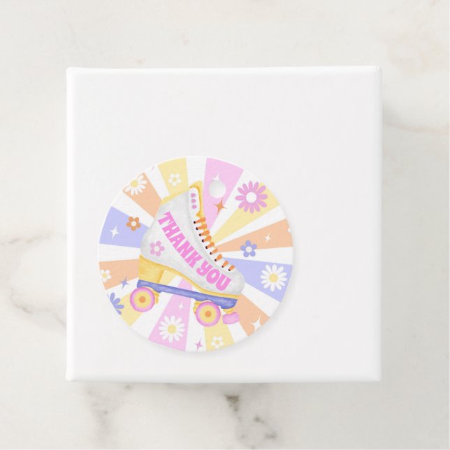 Födelsedagsfesten tack Retro Roller Skate Gåvor Etiketter (På plats)