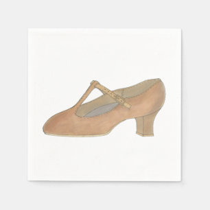 Födelsedagsfesten Tan T-Strap Dance Shoe Pappersservett