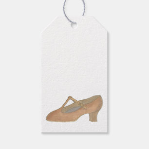 Födelsedagsfesten Tan T-Strap Dance Shoe Presentetikett