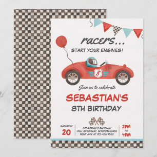 Födelsedagsfesten Tävling Car Birthday Red Tävla T Inbjudningar