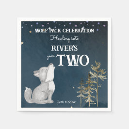 Födelsedagsfesten Tema för liten varg tryckt Pappersservett