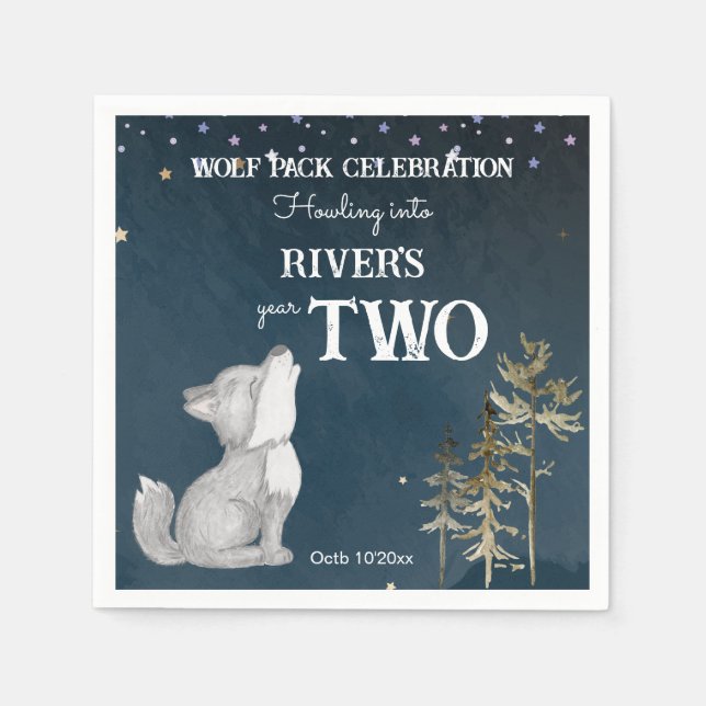 Födelsedagsfesten Tema för liten varg tryckt Pappersservett (Framsidan)