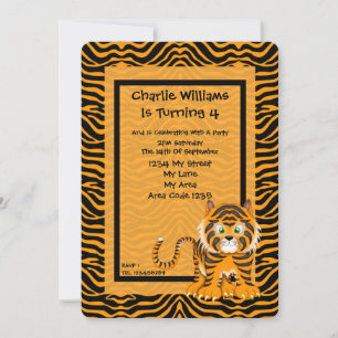Födelsedagsfesten Tiger Inbjudningar