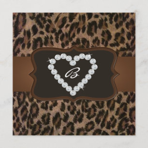 Födelsedagsfesten tillfällen Cheetah Print Diamond Inbjudningar