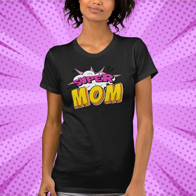Födelsedagsfesten Toppen Tecknad Bok T Shirt (Super Mom - matching birthday t-shirt for mom inspired by comic books and superheroes)