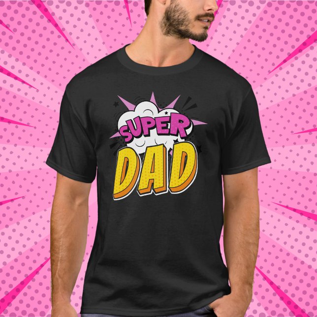 Födelsedagsfesten Toppen Tecknad Bok T Shirt (Super DAD - matching parent's birthday t-shirts for girl's superhero themed birthday party)