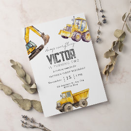 Födelsedagsfesten Traktor Construction Lastbil Inbjudningar
