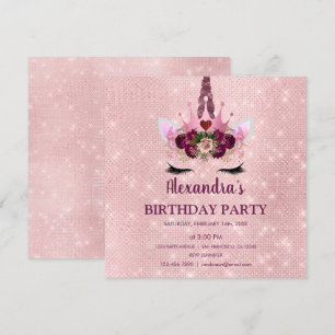 Födelsedagsfesten Unicorn för Girly  Rosa Gnistra  Inbjudningar