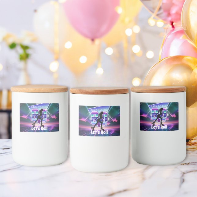 Födelsedagsfesten Vaporwave Roller Skate Mat Etiketter (Skapare uppladdad)