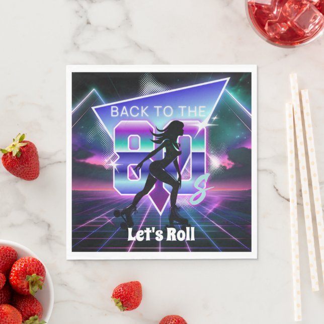 Födelsedagsfesten Vaporwave Roller Skate Pappersservett (Insitu)