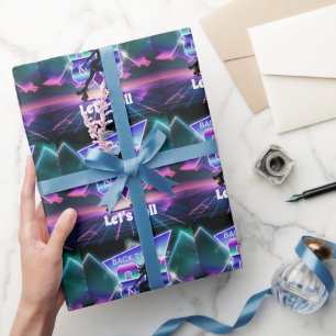 Födelsedagsfesten Vaporwave Roller Skate Presentpapper