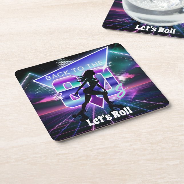 Födelsedagsfesten Vaporwave Roller Skate Underlägg Papper Kvadrat (Vinklad)