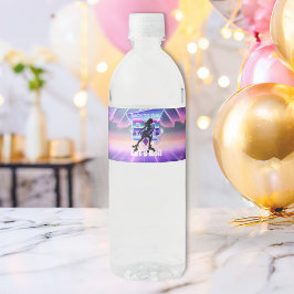 Födelsedagsfesten Vaporwave Roller Skate Vattenflaska Etikett