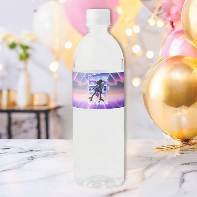 Födelsedagsfesten Vaporwave Roller Skate Vattenflaska Etikett (Skapare uppladdad)