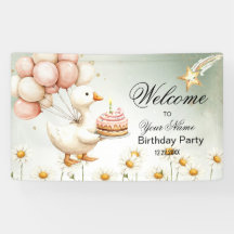 Födelsedagsfesten Watercolor Baby White Goose