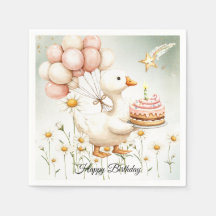 Födelsedagsfesten Watercolor Baby White Goose