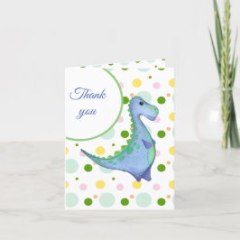 Födelsedagsfesten Watercolor Blue Dinosaur Boys Tack Kort