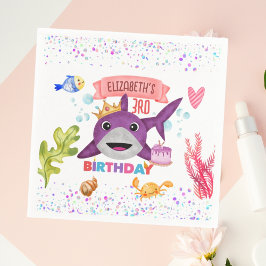 Födelsedagsfesten Watercolor Cutest Birthday Shark Pappersservett