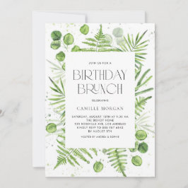 Födelsedagsfesten Watercolor Ferns & Eucalyptus Ra Inbjudningar