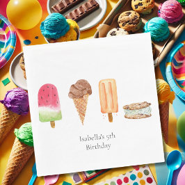 Födelsedagsfesten Watercolor Ice Cream & Popsicles Pappersservett