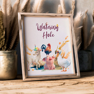 Födelsedagsfesten Watering Hål Boskap Poster