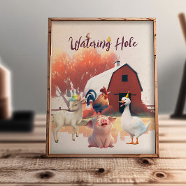 Födelsedagsfesten Watering Hål Boskap Poster