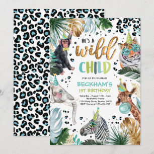 Födelsedagsfesten Wild Child Boy Safari Animals Inbjudningar